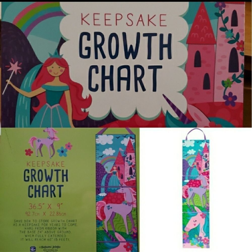 NEW GROWTH CHART KEEPSAKE PINK UNICORN TODDLER BABY INFANT PRINCESS NWT